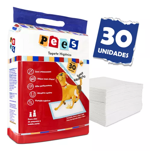 Tapete Higiênico Slim Pees Para Cães 30 Unidades 50x60cm